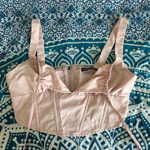 Pink Zipper Up Crop Top